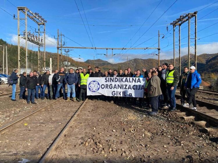 Prosvjed radnika Željeznica FBH u Jablanici